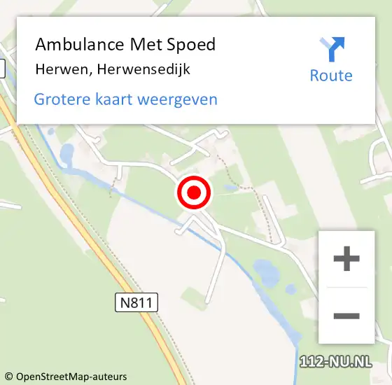 Locatie op kaart van de 112 melding: Ambulance Met Spoed Naar Herwen, Herwensedijk op 30 april 2022 03:28