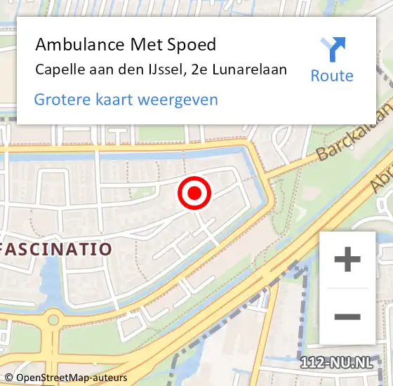Locatie op kaart van de 112 melding: Ambulance Met Spoed Naar Capelle aan den IJssel, 2e Lunarelaan op 30 april 2022 03:40