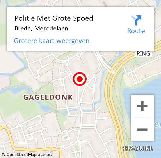 Locatie op kaart van de 112 melding: Politie Met Grote Spoed Naar Breda, Merodelaan op 30 april 2022 04:13