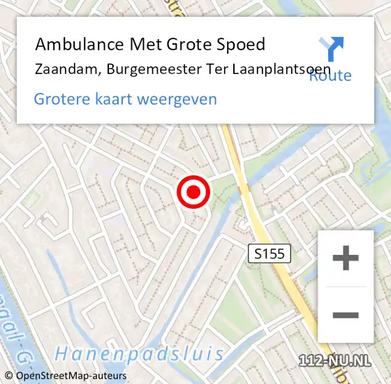 Locatie op kaart van de 112 melding: Ambulance Met Grote Spoed Naar Zaandam, Burgemeester Ter Laanplantsoen op 30 april 2022 05:09