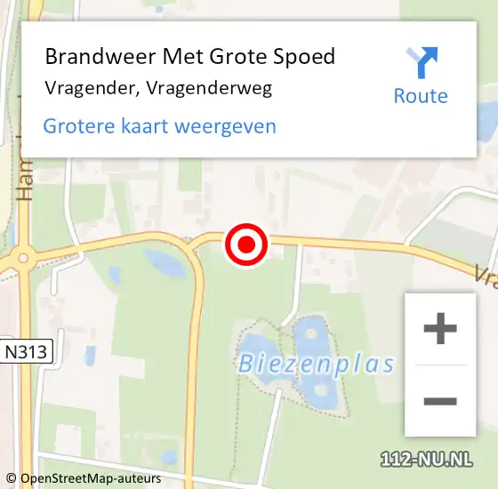 Locatie op kaart van de 112 melding: Brandweer Met Grote Spoed Naar Vragender, Vragenderweg op 30 april 2022 05:35