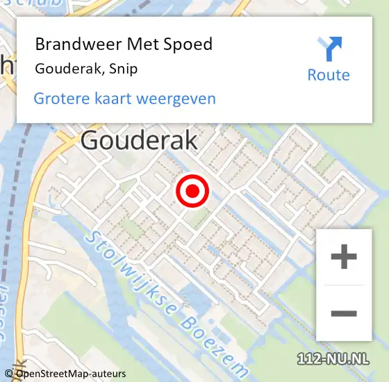 Locatie op kaart van de 112 melding: Brandweer Met Spoed Naar Gouderak, Snip op 30 april 2022 06:24