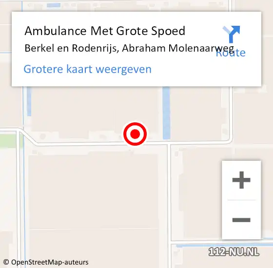 Locatie op kaart van de 112 melding: Ambulance Met Grote Spoed Naar Berkel en Rodenrijs, Abraham Molenaarweg op 30 april 2022 06:33