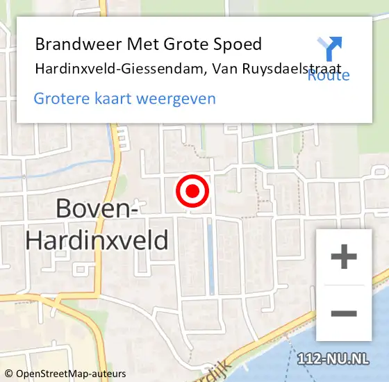 Locatie op kaart van de 112 melding: Brandweer Met Grote Spoed Naar Hardinxveld-Giessendam, Van Ruysdaelstraat op 30 april 2022 08:01