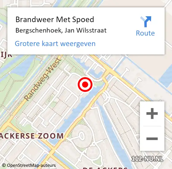 Locatie op kaart van de 112 melding: Brandweer Met Spoed Naar Bergschenhoek, Jan Wilsstraat op 16 juli 2014 01:15