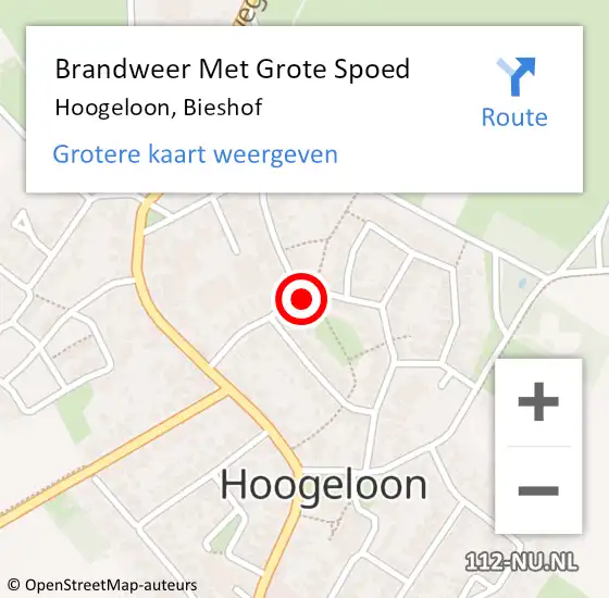 Locatie op kaart van de 112 melding: Brandweer Met Grote Spoed Naar Hoogeloon, Bieshof op 30 april 2022 09:03