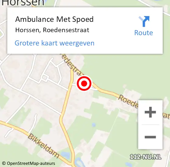 Locatie op kaart van de 112 melding: Ambulance Met Spoed Naar Horssen, Roedensestraat op 30 april 2022 09:06