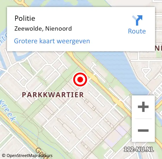 Locatie op kaart van de 112 melding: Politie Zeewolde, Nienoord op 30 april 2022 09:27