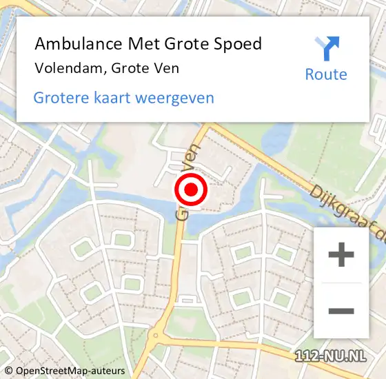 Locatie op kaart van de 112 melding: Ambulance Met Grote Spoed Naar Volendam, Grote Ven op 30 april 2022 09:39