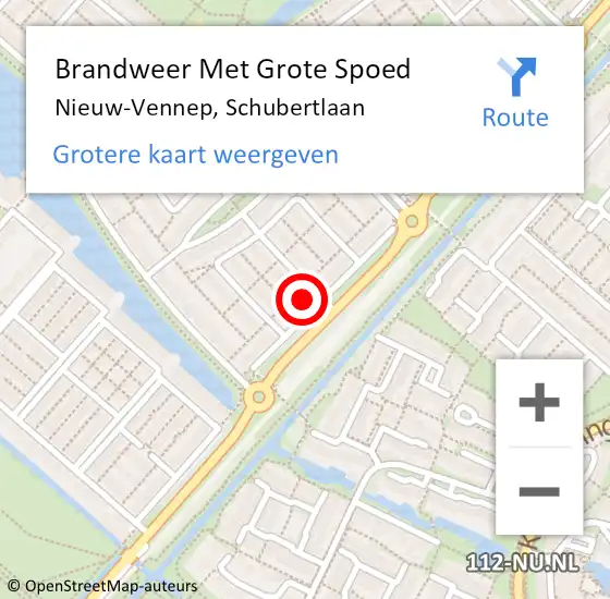 Locatie op kaart van de 112 melding: Brandweer Met Grote Spoed Naar Nieuw-Vennep, Schubertlaan op 30 april 2022 09:48