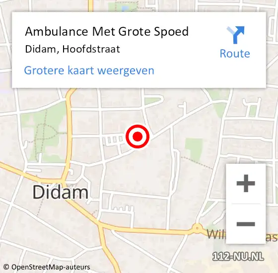 Locatie op kaart van de 112 melding: Ambulance Met Grote Spoed Naar Didam, Hoofdstraat op 30 april 2022 10:46