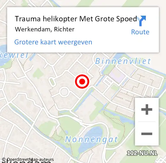 Locatie op kaart van de 112 melding: Trauma helikopter Met Grote Spoed Naar Werkendam, Richter op 30 april 2022 10:48