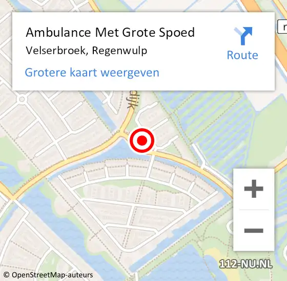 Locatie op kaart van de 112 melding: Ambulance Met Grote Spoed Naar Velserbroek, Regenwulp op 30 april 2022 10:55