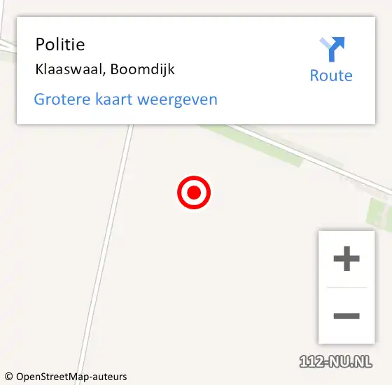 Locatie op kaart van de 112 melding: Politie Klaaswaal, Boomdijk op 30 april 2022 10:59