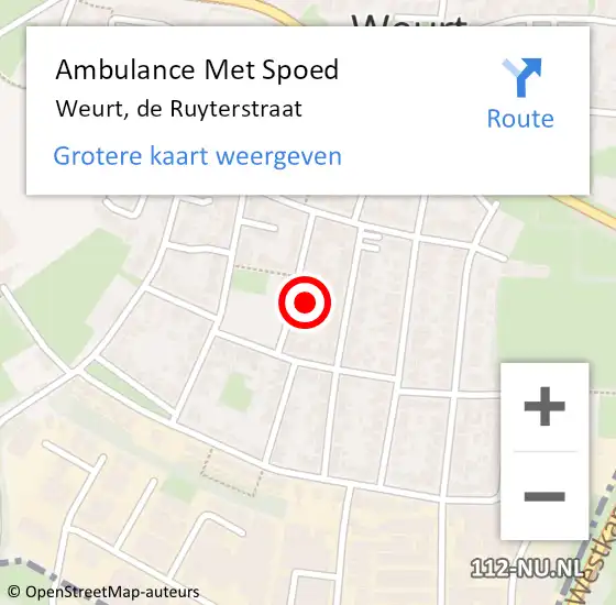 Locatie op kaart van de 112 melding: Ambulance Met Spoed Naar Weurt, de Ruyterstraat op 30 april 2022 11:08