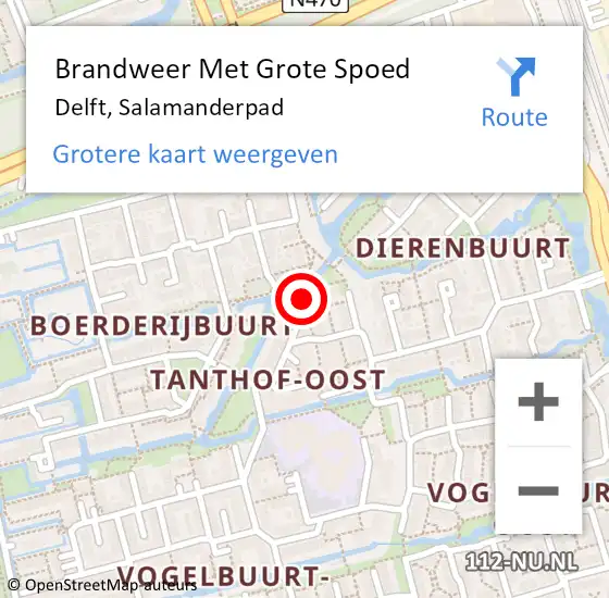 Locatie op kaart van de 112 melding: Brandweer Met Grote Spoed Naar Delft, Salamanderpad op 30 april 2022 11:38