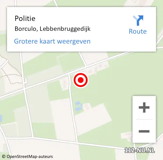 Locatie op kaart van de 112 melding: Politie Borculo, Lebbenbruggedijk op 30 april 2022 11:43