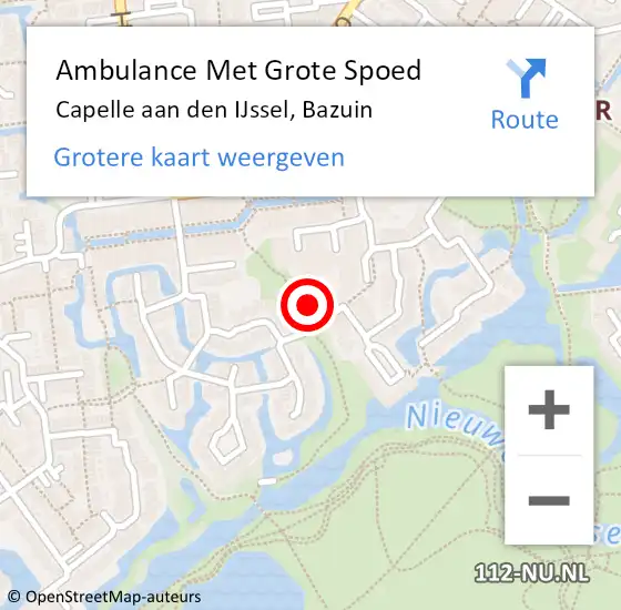 Locatie op kaart van de 112 melding: Ambulance Met Grote Spoed Naar Capelle aan den IJssel, Bazuin op 30 april 2022 11:44