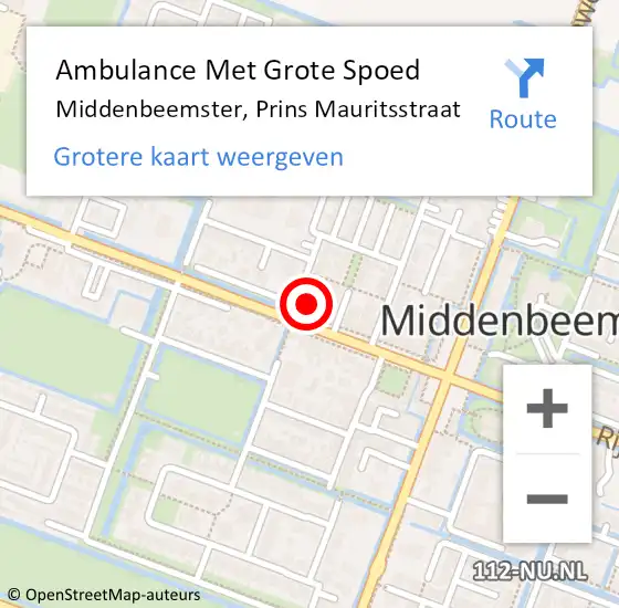 Locatie op kaart van de 112 melding: Ambulance Met Grote Spoed Naar Middenbeemster, Prins Mauritsstraat op 30 april 2022 11:49