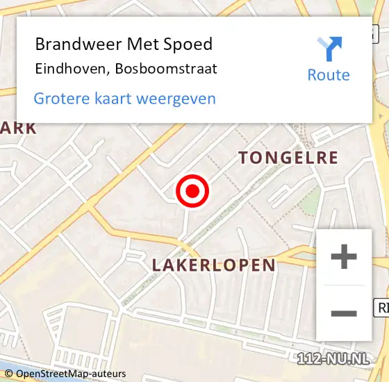 Locatie op kaart van de 112 melding: Brandweer Met Spoed Naar Eindhoven, Bosboomstraat op 30 april 2022 12:03