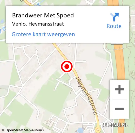 Locatie op kaart van de 112 melding: Brandweer Met Spoed Naar Venlo, Heymansstraat op 30 april 2022 12:18