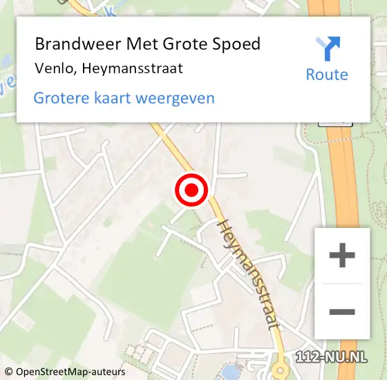 Locatie op kaart van de 112 melding: Brandweer Met Grote Spoed Naar Venlo, Heymansstraat op 30 april 2022 12:22