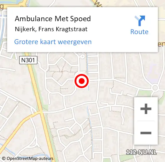 Locatie op kaart van de 112 melding: Ambulance Met Spoed Naar Nijkerk, Frans Kragtstraat op 30 april 2022 12:39