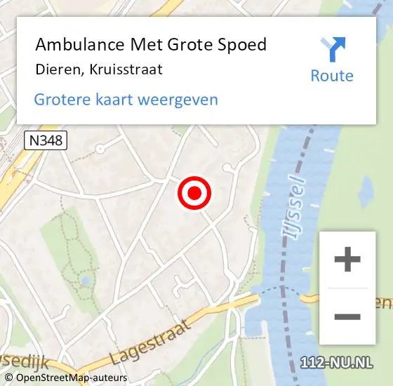 Locatie op kaart van de 112 melding: Ambulance Met Grote Spoed Naar Dieren, Kruisstraat op 30 april 2022 13:14