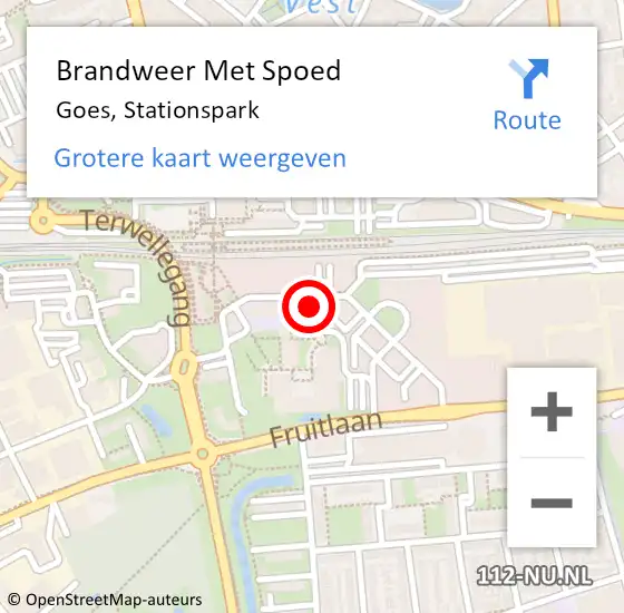 Locatie op kaart van de 112 melding: Brandweer Met Spoed Naar Goes, Stationspark op 30 april 2022 13:19