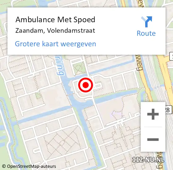 Locatie op kaart van de 112 melding: Ambulance Met Spoed Naar Zaandam, Volendamstraat op 30 april 2022 13:22