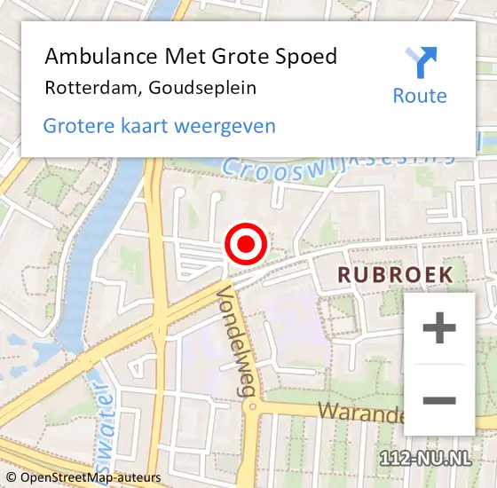 Locatie op kaart van de 112 melding: Ambulance Met Grote Spoed Naar Rotterdam, Goudseplein op 30 april 2022 13:44