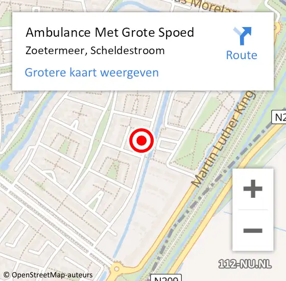 Locatie op kaart van de 112 melding: Ambulance Met Grote Spoed Naar Zoetermeer, Scheldestroom op 30 april 2022 14:38