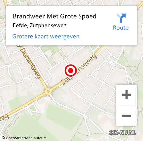 Locatie op kaart van de 112 melding: Brandweer Met Grote Spoed Naar Eefde, Zutphenseweg op 30 april 2022 14:40