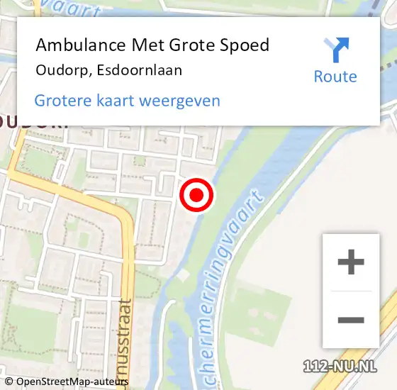 Locatie op kaart van de 112 melding: Ambulance Met Grote Spoed Naar Oudorp, Esdoornlaan op 30 april 2022 14:42