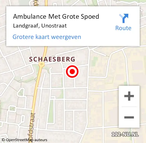 Locatie op kaart van de 112 melding: Ambulance Met Grote Spoed Naar Landgraaf, Unostraat op 16 juli 2014 02:55