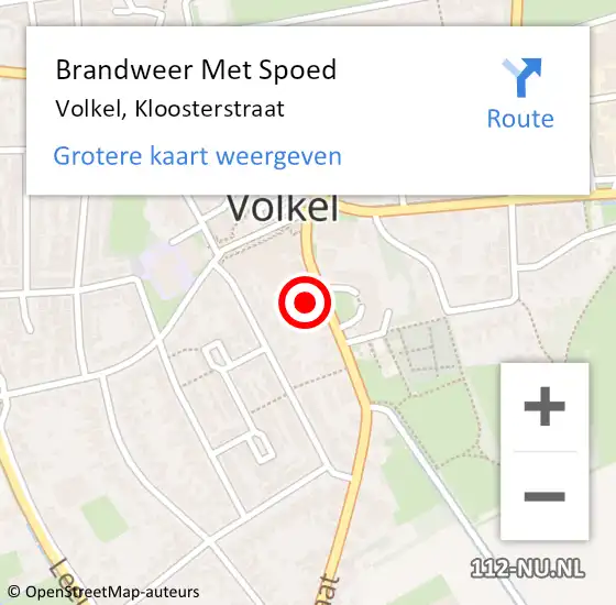 Locatie op kaart van de 112 melding: Brandweer Met Spoed Naar Volkel, Kloosterstraat op 30 april 2022 14:50