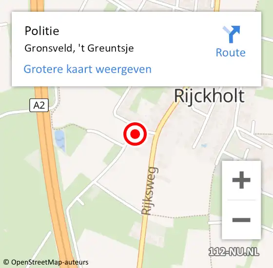 Locatie op kaart van de 112 melding: Politie Gronsveld, 't Greuntsje op 30 april 2022 15:06