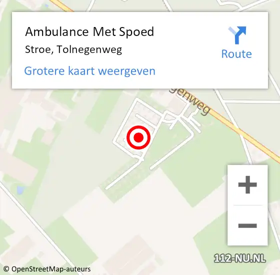 Locatie op kaart van de 112 melding: Ambulance Met Spoed Naar Stroe, Tolnegenweg op 30 april 2022 15:11