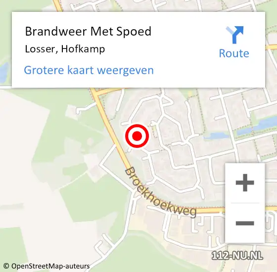 Locatie op kaart van de 112 melding: Brandweer Met Spoed Naar Losser, Hofkamp op 30 april 2022 15:26