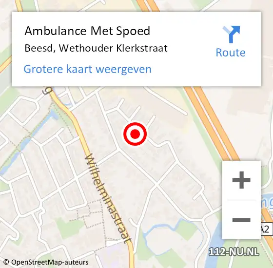 Locatie op kaart van de 112 melding: Ambulance Met Spoed Naar Beesd, Wethouder Klerkstraat op 30 april 2022 15:32