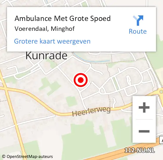 Locatie op kaart van de 112 melding: Ambulance Met Grote Spoed Naar Voerendaal, Minghof op 16 juli 2014 03:18