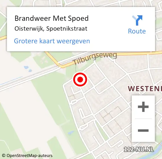 Locatie op kaart van de 112 melding: Brandweer Met Spoed Naar Oisterwijk, Spoetnikstraat op 30 april 2022 15:41