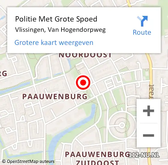 Locatie op kaart van de 112 melding: Politie Met Grote Spoed Naar Vlissingen, Van Hogendorpweg op 30 april 2022 15:57