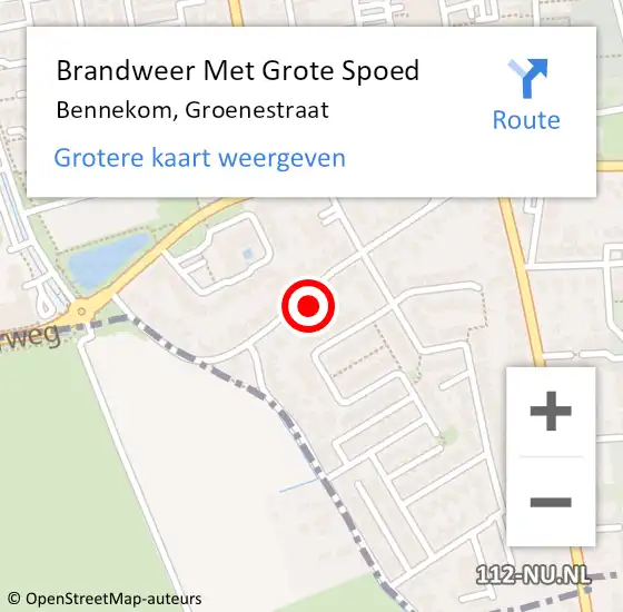 Locatie op kaart van de 112 melding: Brandweer Met Grote Spoed Naar Bennekom, Groenestraat op 30 april 2022 16:05