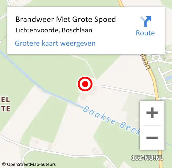 Locatie op kaart van de 112 melding: Brandweer Met Grote Spoed Naar Lichtenvoorde, Boschlaan op 30 april 2022 16:46