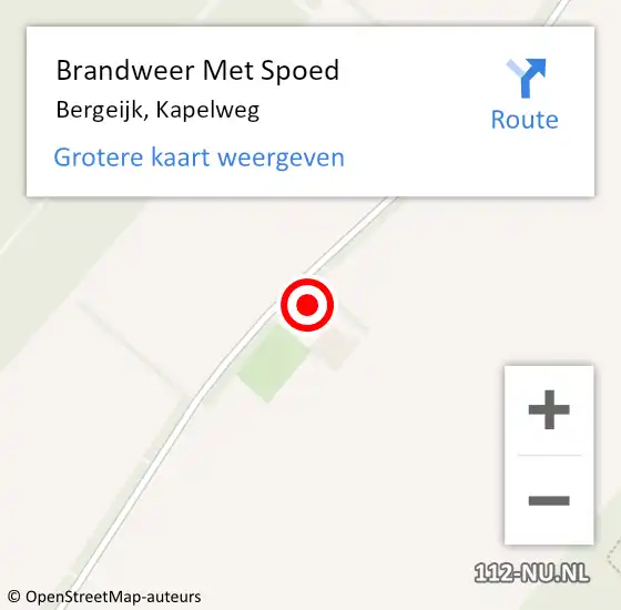 Locatie op kaart van de 112 melding: Brandweer Met Spoed Naar Bergeijk, Kapelweg op 30 april 2022 17:00