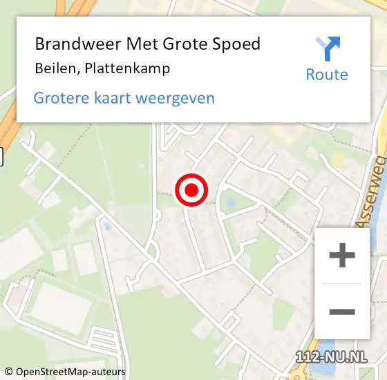 Locatie op kaart van de 112 melding: Brandweer Met Grote Spoed Naar Beilen, Plattenkamp op 30 april 2022 17:23