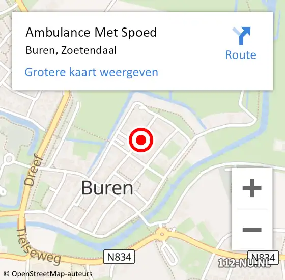 Locatie op kaart van de 112 melding: Ambulance Met Spoed Naar Buren, Zoetendaal op 30 april 2022 17:29