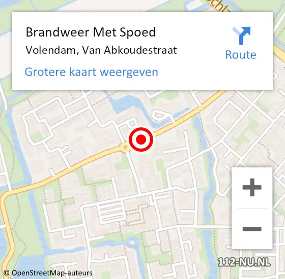 Locatie op kaart van de 112 melding: Brandweer Met Spoed Naar Volendam, Van Abkoudestraat op 16 juli 2014 04:03