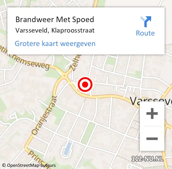 Locatie op kaart van de 112 melding: Brandweer Met Spoed Naar Varsseveld, Klaproosstraat op 30 april 2022 17:53